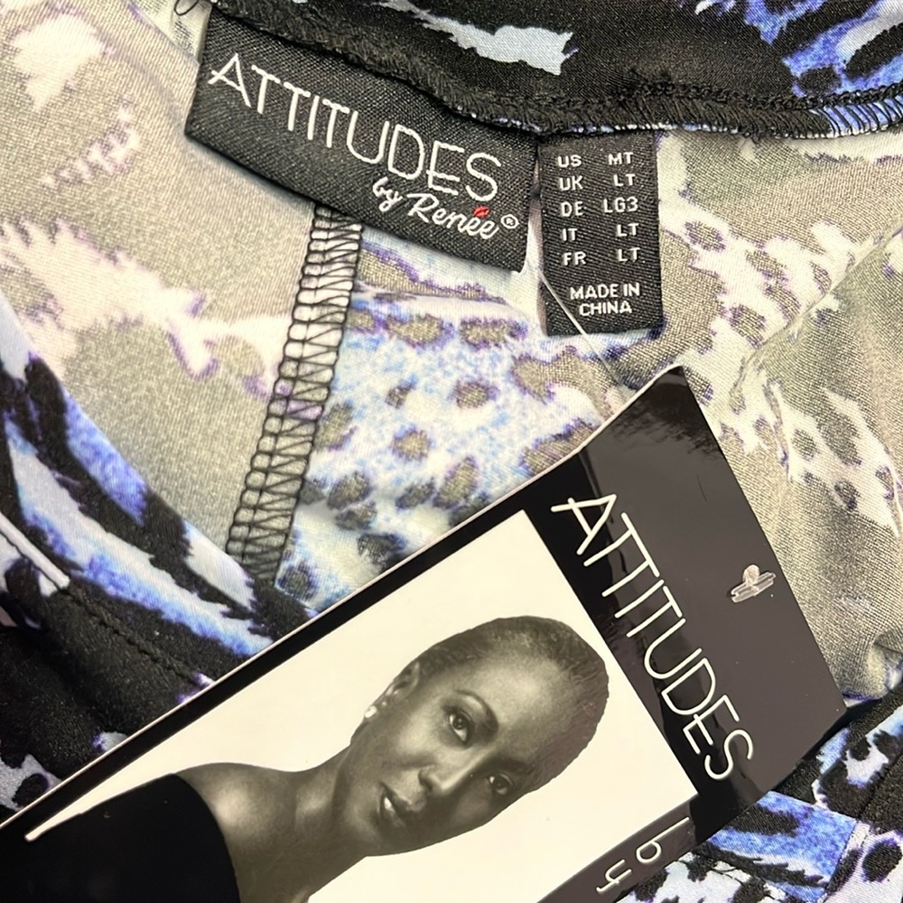 NWT Attitudes by Renee Black & Blue Animal Print V-Neck Maxi Dress - Picture 15 of 16